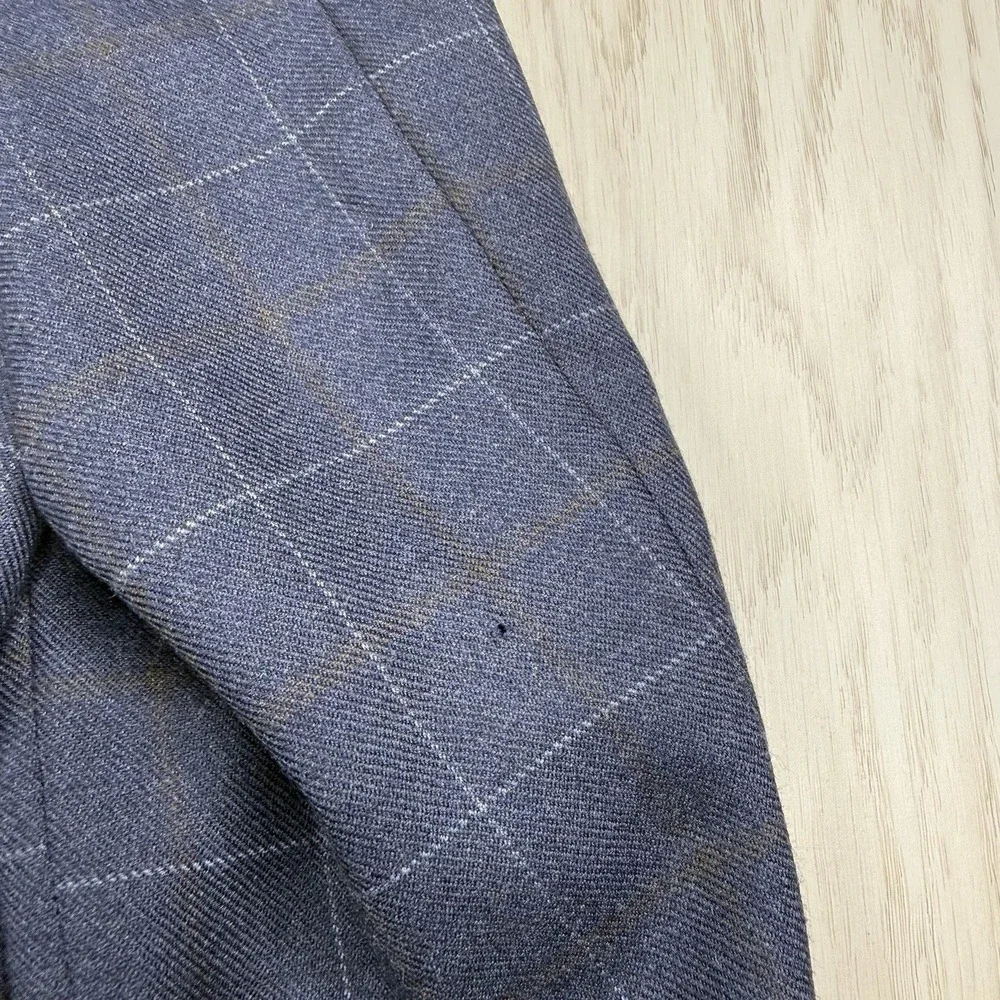 The Andover Shop Windowpane Sports Coat Blazer 2 Button Blue Mens Size 38 Short